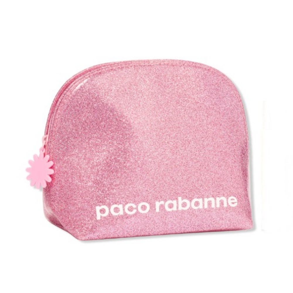 NEW Paco Rabanne FAME Glitter Bling Glam Pink Makeup Toiletry Bag Travel Pouch